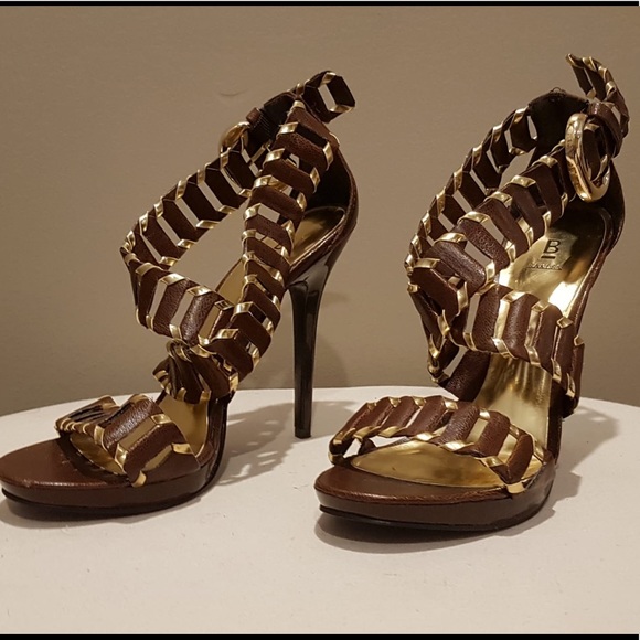 Bakers Gold and brown high heel shoe - Picture 3 of 4